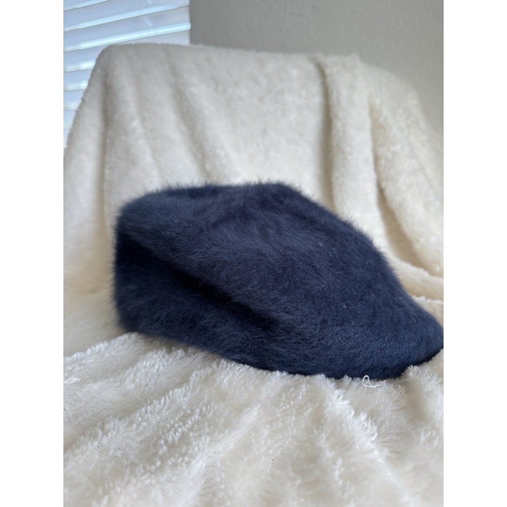 Epoch Navy Angora Blend Fuzzy Beret Hat Size L/XL